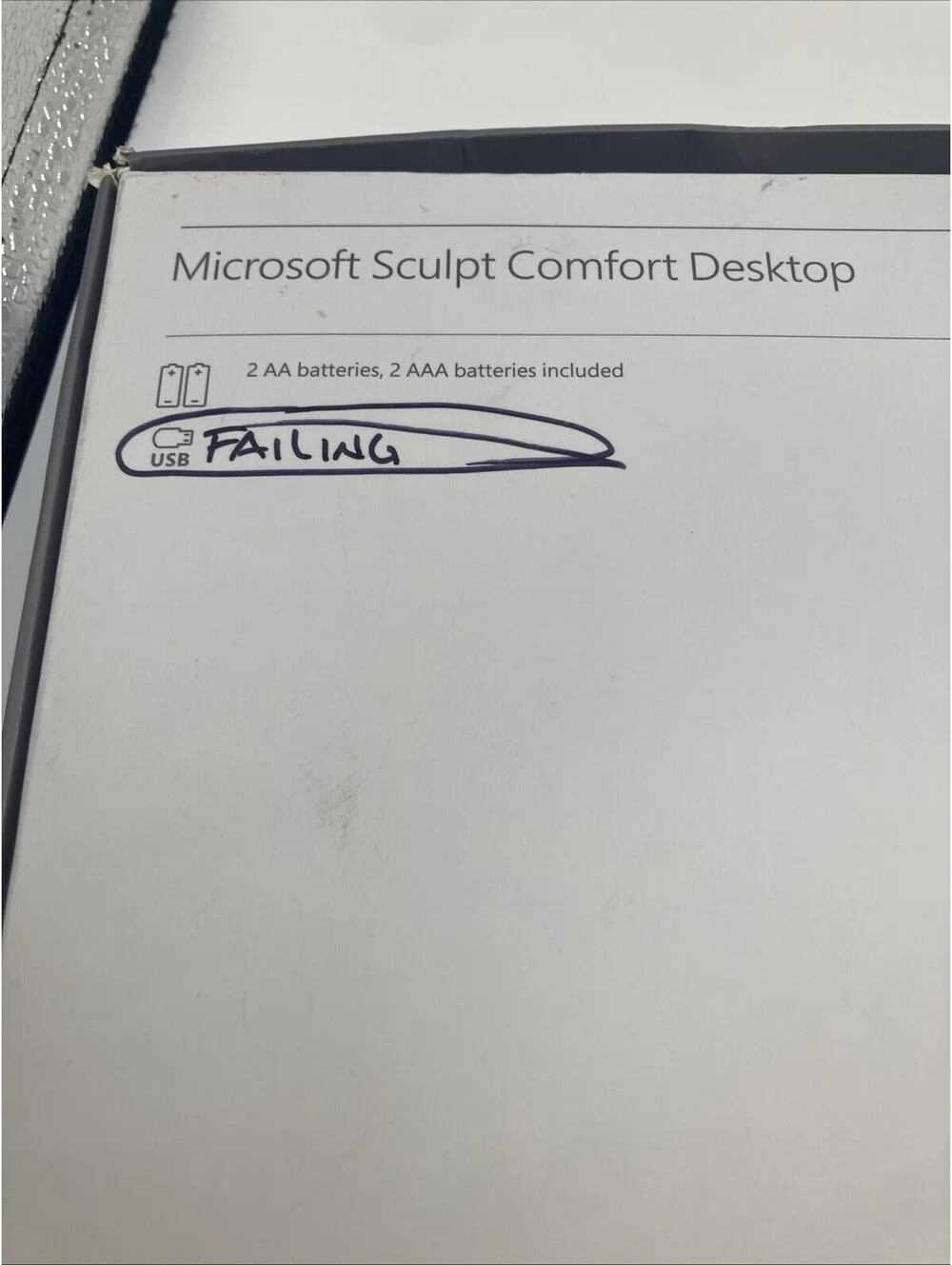 Microsoft Sculpt Comfort Wireless Ergonomic Keyboard Mouse - Broken Dongle